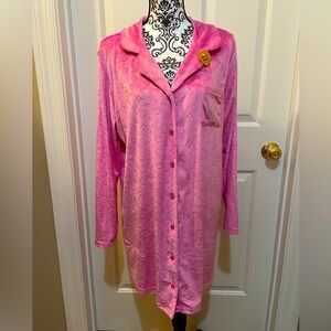 Juicy Couture Pink Lightweight Velour Button Front Robe or Sleepshirt XL NWT